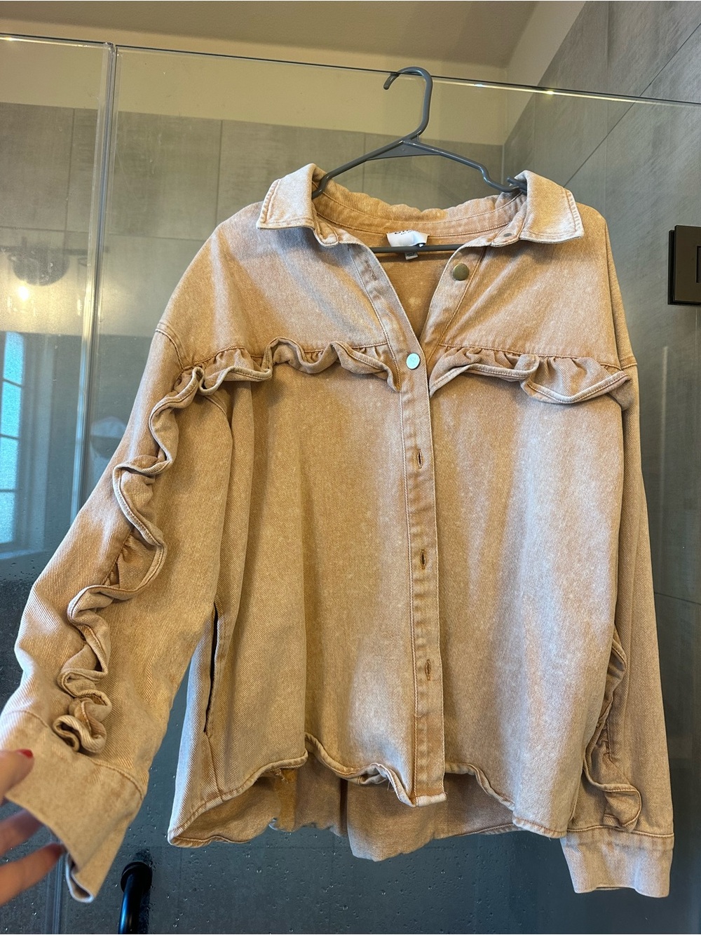 Ruffle Trim Denim Shacket